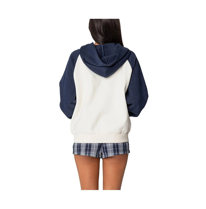 Edikted Womens Raglan Bow Oversized Hoodie