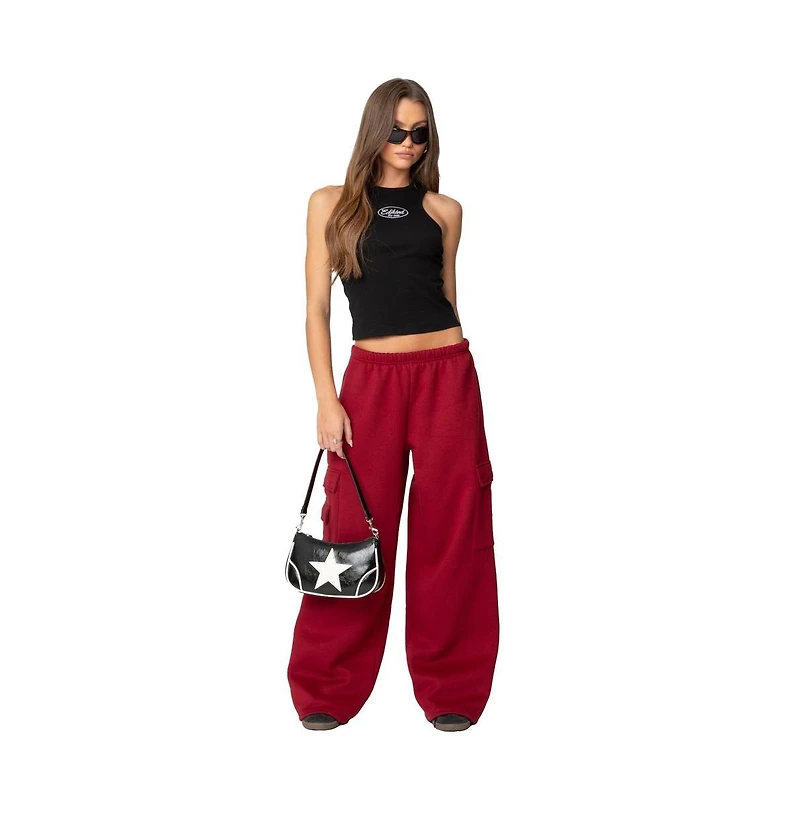 Edikted Women's Wide leg cargo sweatpants