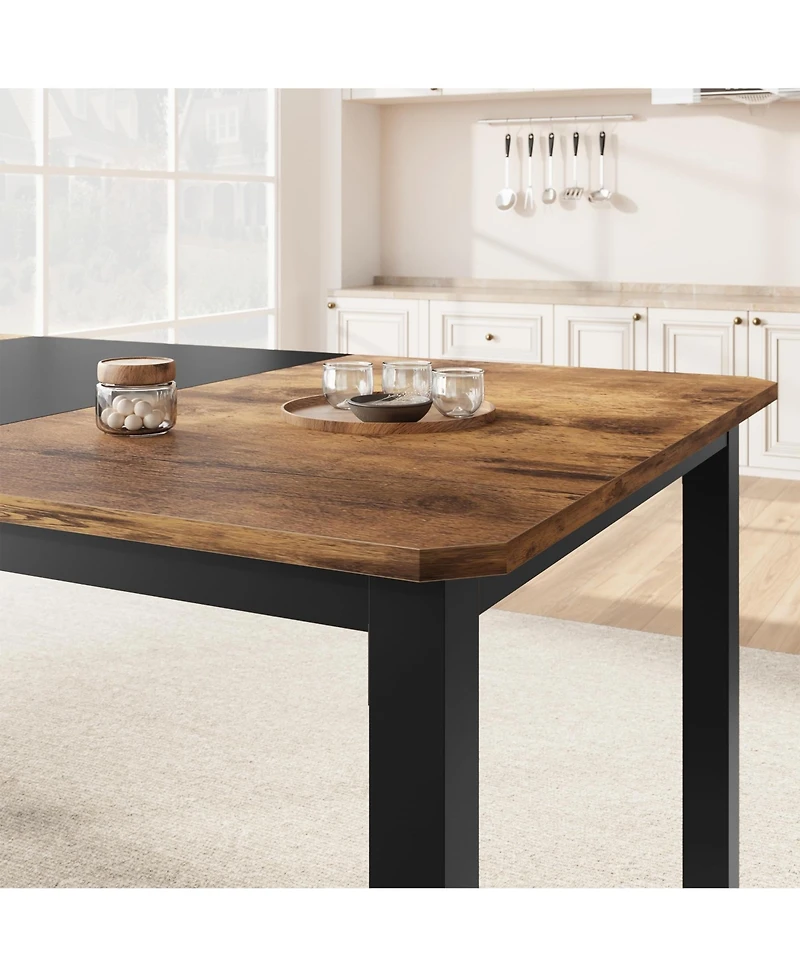 Industrial Dining Table for 68 People, 78.7" Long Kitchen Table, Wood Dining Table