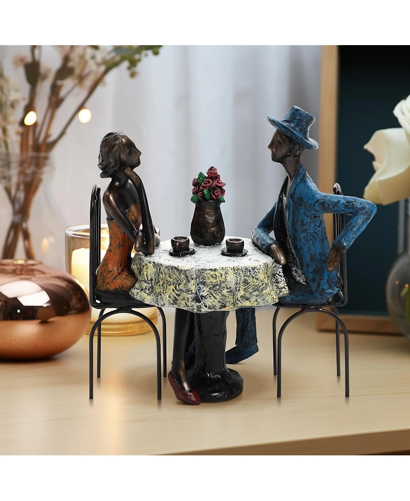 LuxenHome Modern Brown Polyresin Couple Date Night Tabletop Home Decor