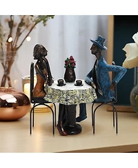 LuxenHome Modern Brown Polyresin Couple Date Night Tabletop Home Decor