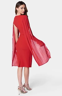 Bebe Women's Cape Sleeve Midi Dress, Red, Small
