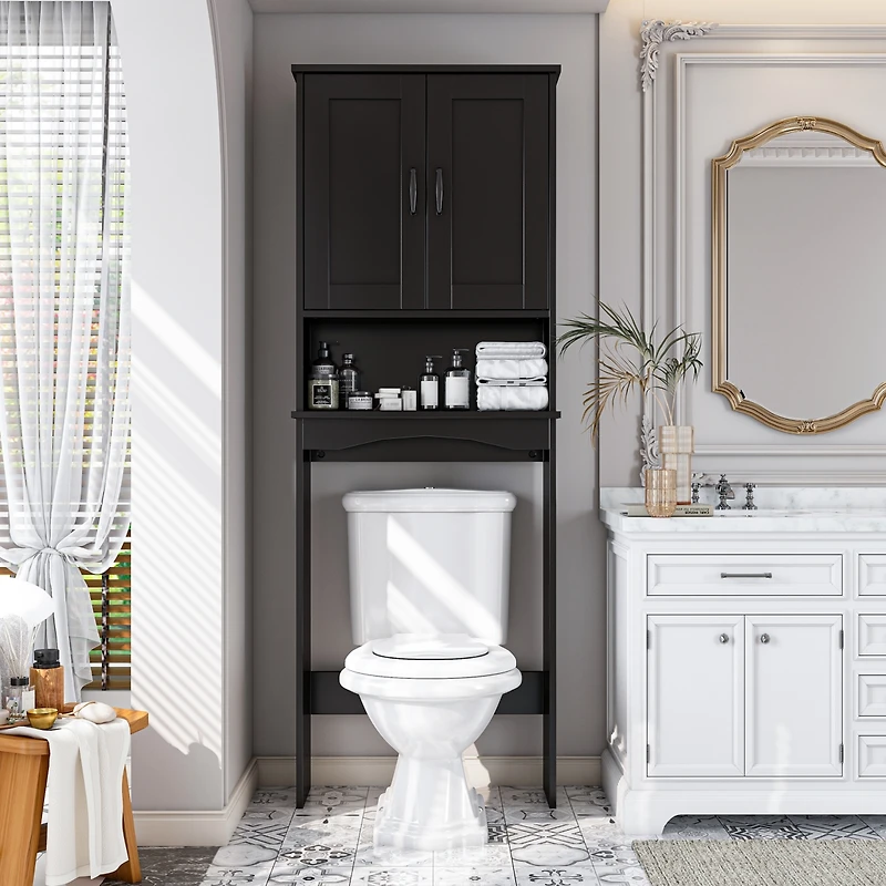 23.62 in. W x 65.39 H 8.27 D Over The Toilet Storage with Adjustable Shelves for Bathroom and Laundry