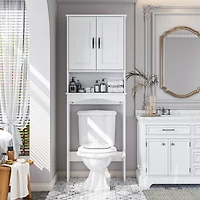 23.62 in. W x 65.39 in. H x 8.27 in. D Over The Toilet Storage with Adjustable Shelves for Bathroom and Laundry