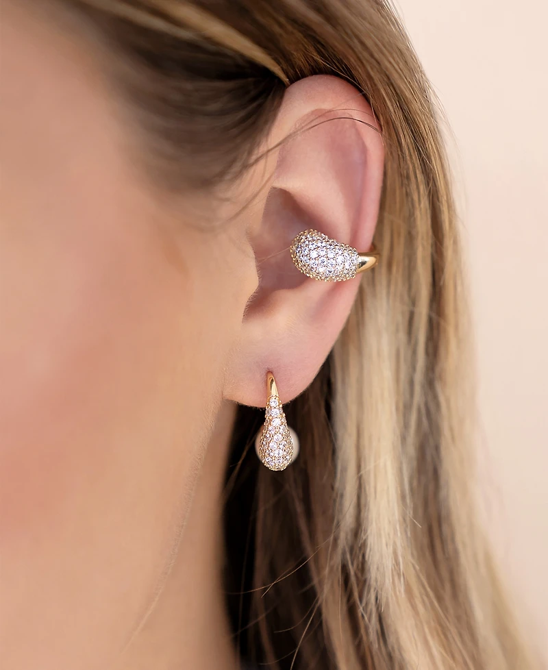Ettika Hooked Pave and Mother of Pearl Drop Earrings