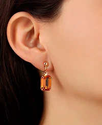 2028 Topaz Crystal Rectangular Drop Clip Earrings
