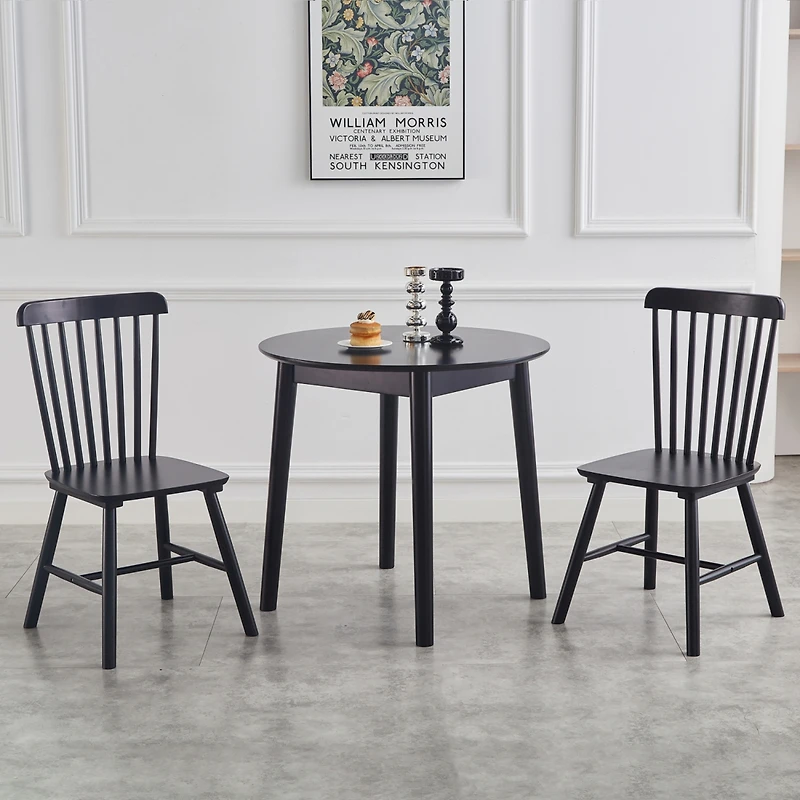Streamdale 4-Piece Black Dining Chairs, Rubber Wood