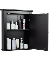 Sugift Wall Mounted Bathroom Mirror Cabinet with 5-level Height-adjustable Shelf-Black