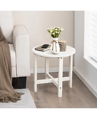 Sugift 18 Inch Round Weather-Resistant Adirondack Side Table-White