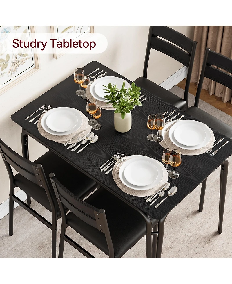 Dining Table for 4, Small Table and Chairs Set of 5, Dinette Set for 4