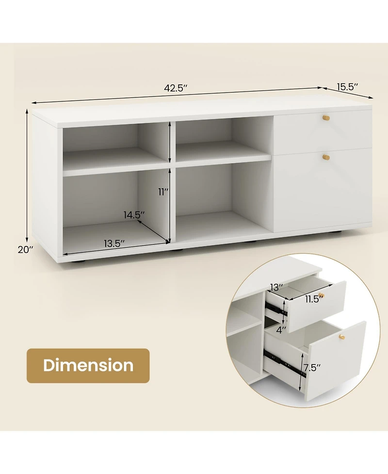 Sugift Storage Cabinet Tv Console Cabinet with 2 Drawers and 4 Cubes for Entryway