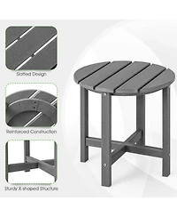Sugift 18 Inch Round Weather-Resistant Adirondack Side Table-Gray