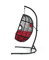 Sugift Hanging Cushioned Hammock Chair with Stand-Red