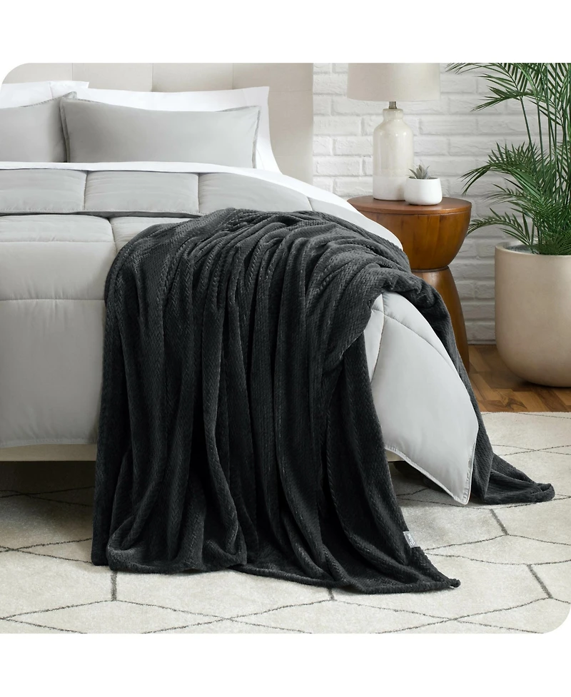 Bare Home Textured Micro plush Fleece Twin/Twin Xl Blanket