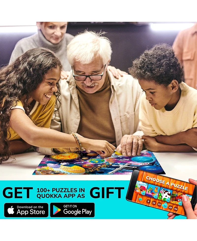 Quokka 3 Pack Puzzles for Kids Ages 8-10 and Adults - World, Usa Map & Space