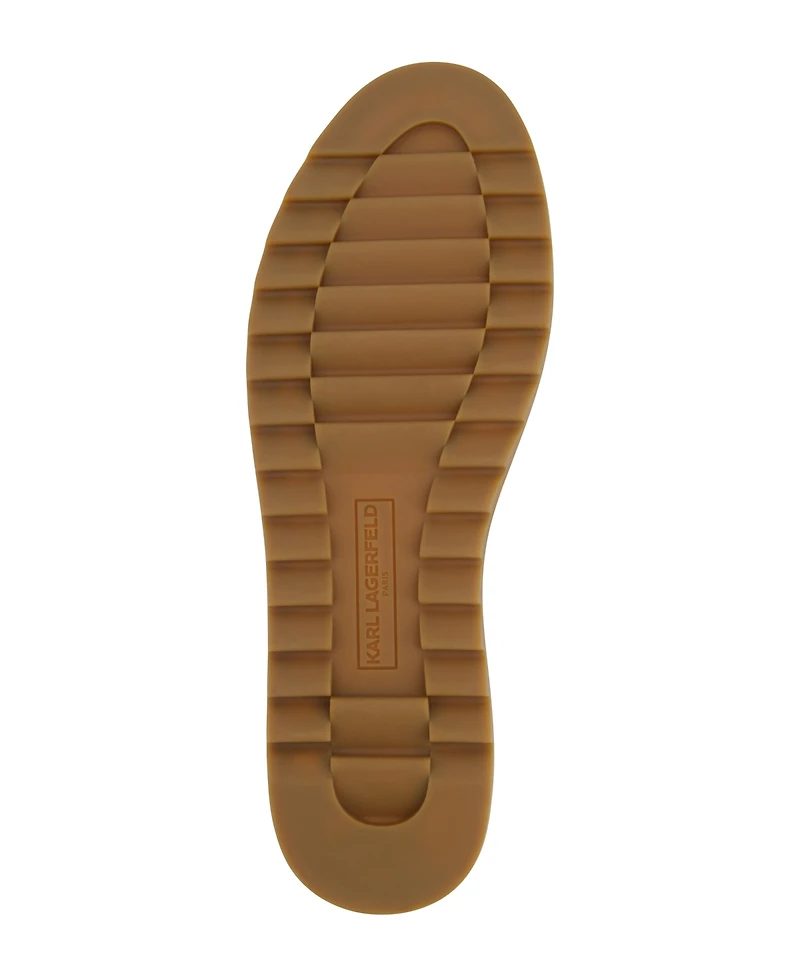 Karl Lagerfeld Paris Men's Side Heart Logo Patch Tumbled Leather Sneaker