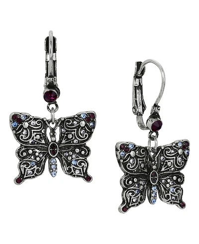 2028 Crystal Butterfly Drop Earrings