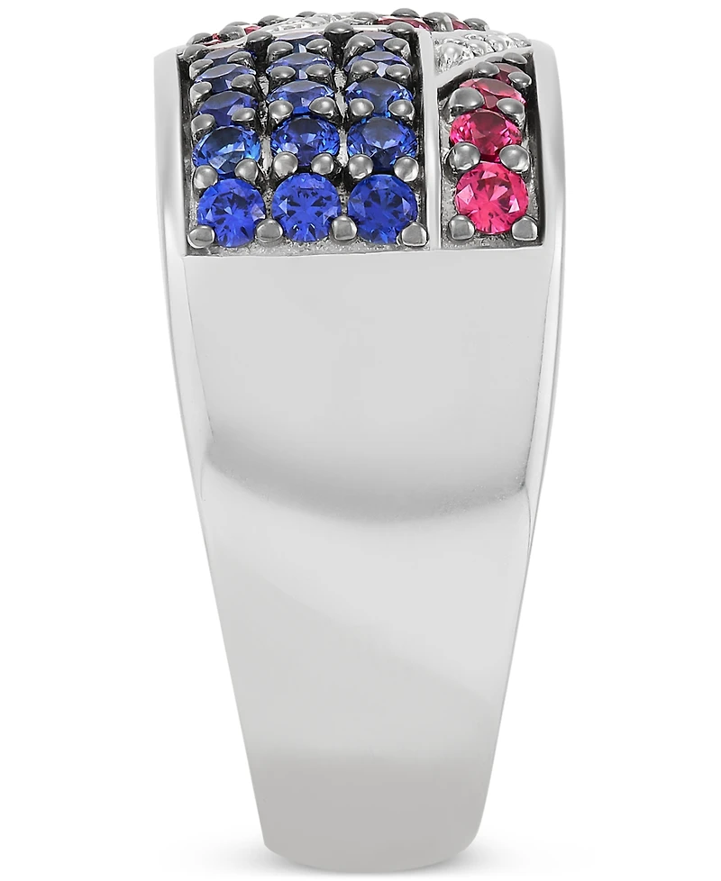 Grown With Love Lab Multi-Gemstone (2 ct. t.w.) Flag Ring Sterling Silver