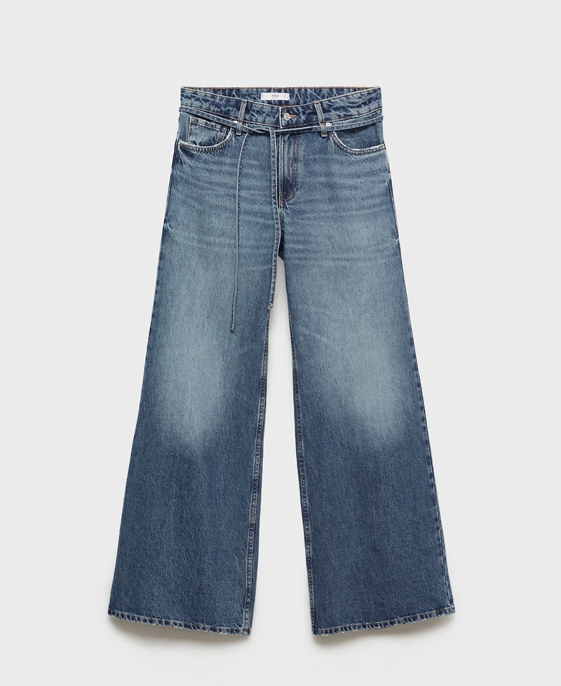 Mango Women's Low Waist Wide Leg Jeans