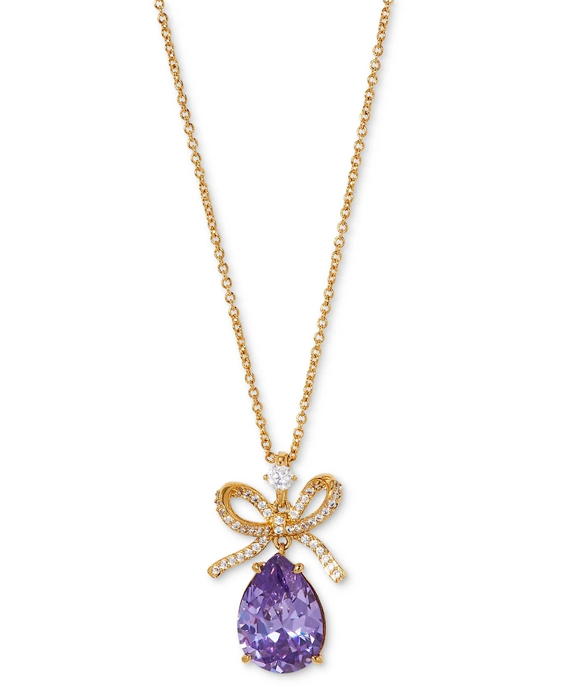 Eliot Danori Cubic Zirconia Bow Drop Pendant Necklace, 16" + 2" extender