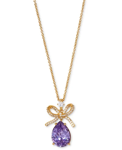 Eliot Danori Cubic Zirconia Bow Drop Pendant Necklace, 16" + 2" extender