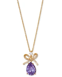 Eliot Danori Cubic Zirconia Bow Drop Pendant Necklace, 16" + 2" extender