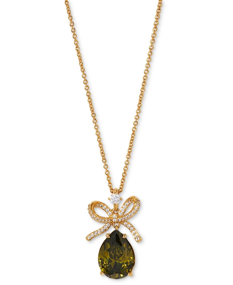 Eliot Danori Cubic Zirconia Bow Drop Pendant Necklace, 16" + 2" extender