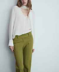 Mango Women's Satin Pleated Pants