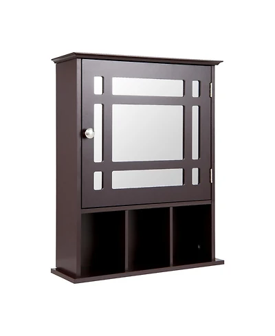 Sugift Wall Mounted and Mirrored Bathroom Cabinet-Brown