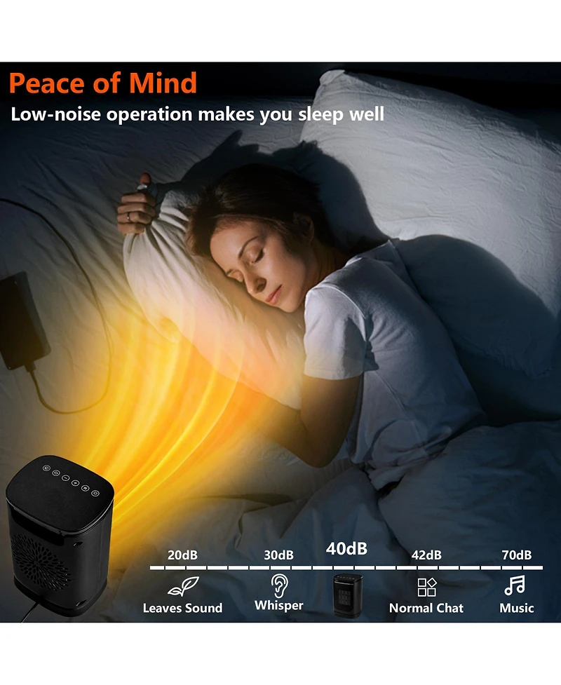 Sugift 1500W Electric Oscillation Table Space Heater ,Thermostat Portable Heater with 1-12h Timer and Remote for Office Home