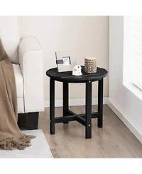 Sugift 18 Inch Round Weather-Resistant Adirondack Side Table-Black