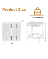 Sugift 15 Inch Patio Square Wooden Slat End Side Coffee Table for Garden-White