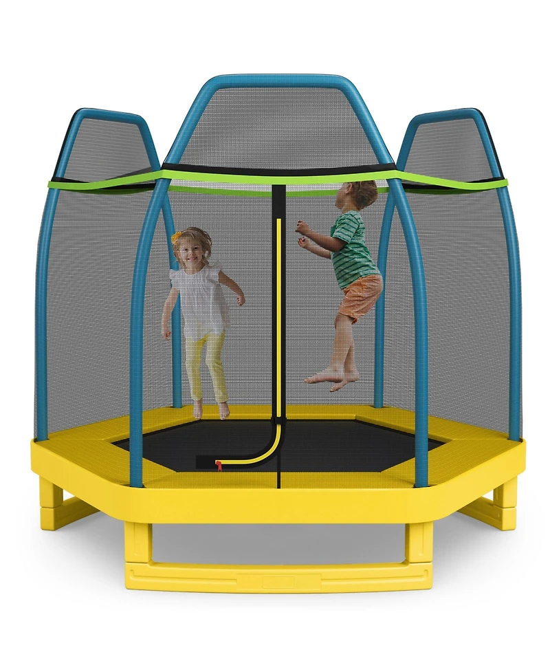 7 Feet Kids Recreational Bounce Jumper Trampoline-Yellow