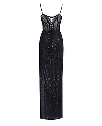 Milla Women's Astonishg Sequed Maxi Gown On Spaghetti Straps