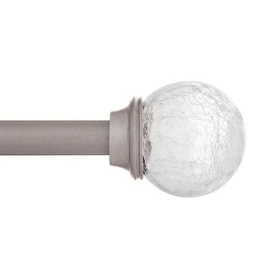 Kenney Walden Decorative Curtain Rod With Elegant Crackled Ball Finials Adjustable 5 8 Pewter Rod For Versatile Window Treatments