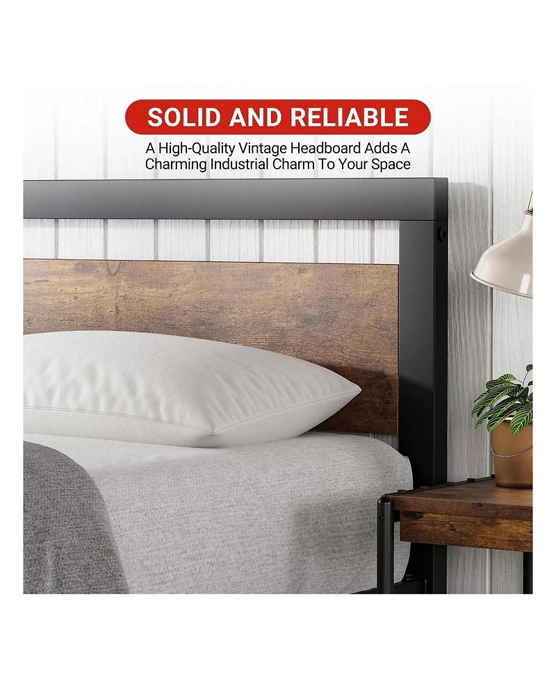 gaomon Bed Frame With Headboard, Industrial Platform Bedframe No Box Spring Needed