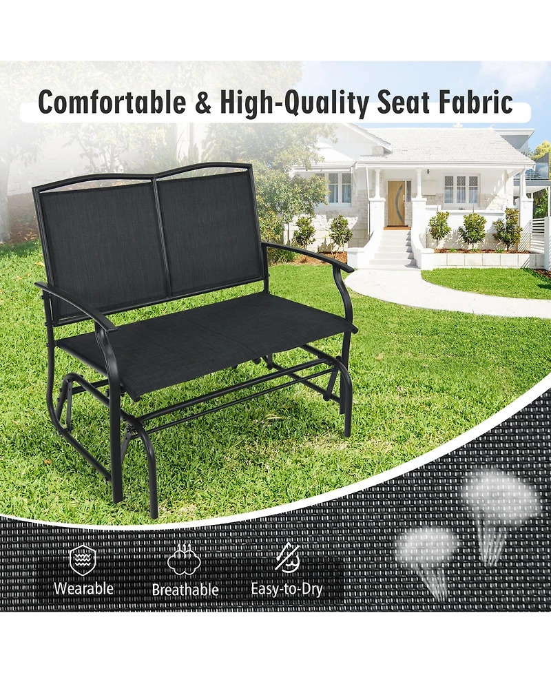 Sugift Iron Patio Rocking Chair for Outdoor Backyard and Lawn-Black