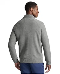 Lands' End Men's Long Sleeve Washable Merino Wool Quarter Zip Sweater