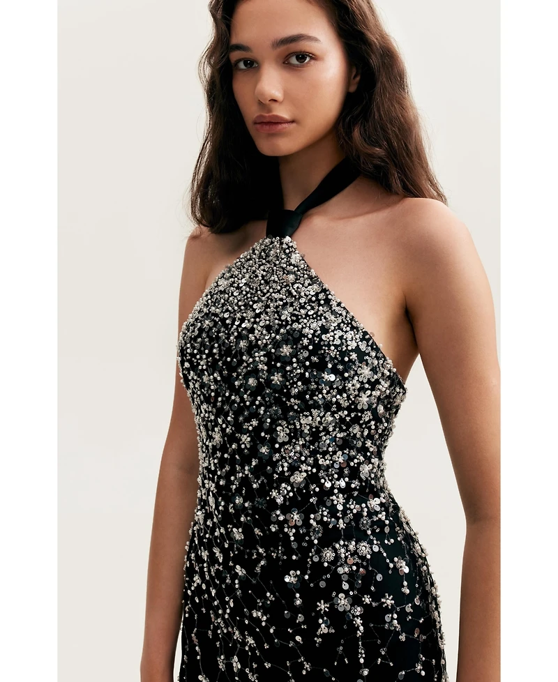Milla Women's Striking Halterneck Crystal-Embellished Mini Dress