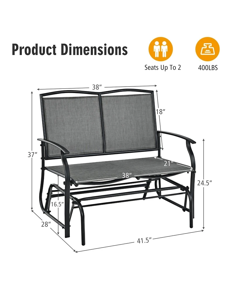 Sugift Iron Patio Rocking Chair for Outdoor Backyard and Lawn-Gray
