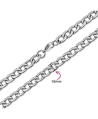 Bling Jewelry Heavy Duty Biker Jewelry Solid Curb Link Chain Necklace Silver Tone Stainless Steel 8MM