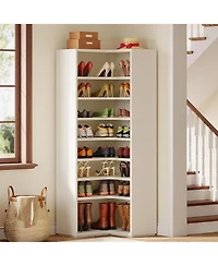 Tribesigns Shoe Cabinet, 9-Tier Shoe Organizer, Heavy Duty Wooden Shoe Storage Cabinet for 40-45 Pairs of Shoes, Freestanding Corner Shoe Rack