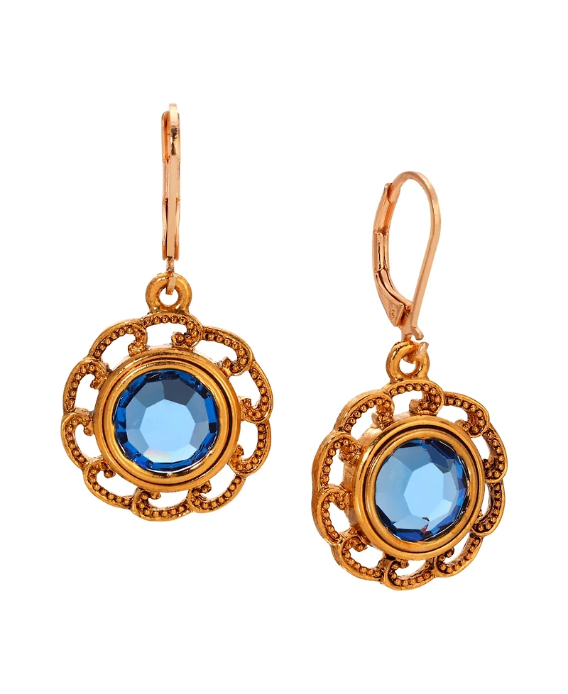2028 Round Crystal Filigree Drop Earrings