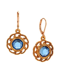 2028 Round Crystal Filigree Drop Earrings