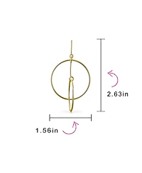 Bling Jewelry Minimalist Geometric Round Thin One Two Open Interlocking Circle Dangle Earrings .925 Sterling Silver 2.5 Inch Diameter