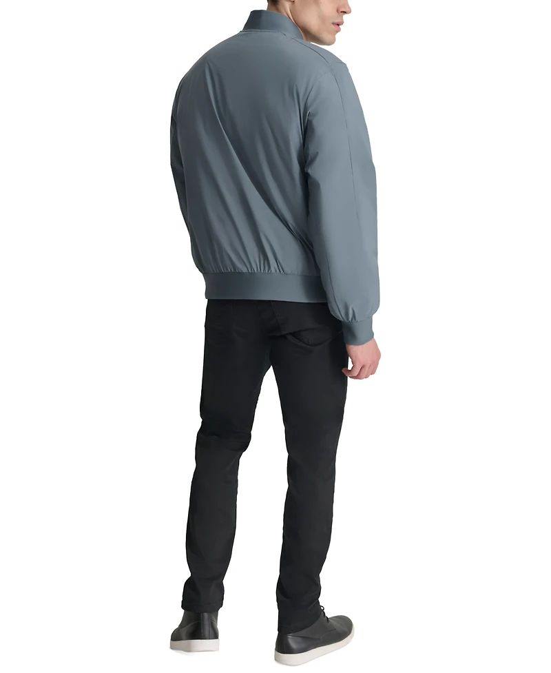 Dkny Men's Stretch Zip-Front Zip-Pocket Bomber Jacket