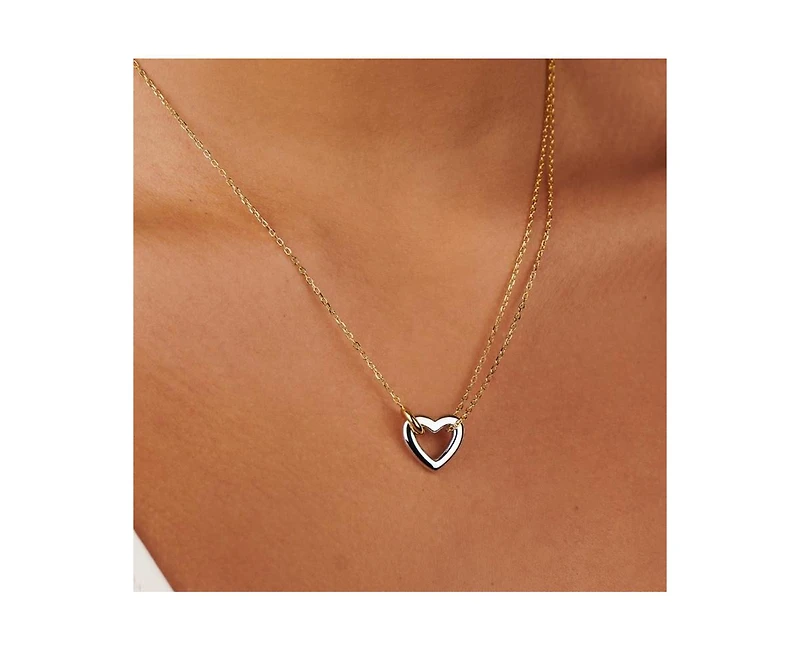 Heart Pendant Two-Tone Necklace in Sterling Silver