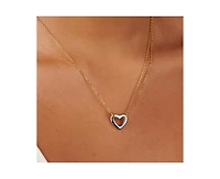 Heart Pendant Two-Tone Necklace in Sterling Silver