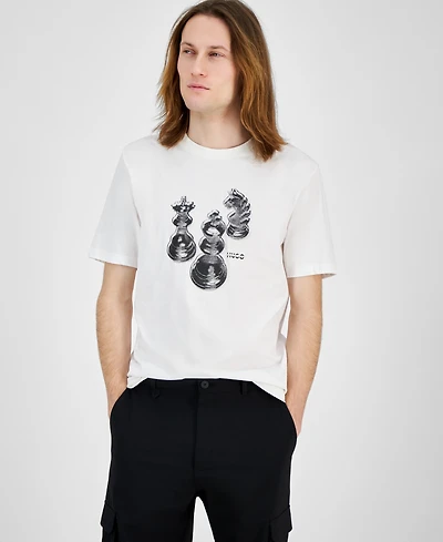 Hugo by Hugo Boss Men's Short Sleeve Crewneck Chess Graphic T-Shirt