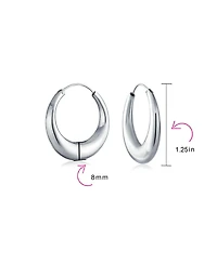 Simple Plain Circle Crescent Tapered Tube Hollow Puff Tube Round Hoop Earrings .925 Sterling Silver Endless 1.25 Inch